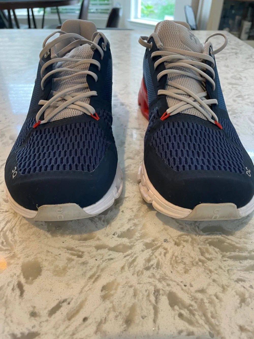 On Running Men’s Cloudflyer Shoes - Navy/Gray/Red-orange - Picture 8 of 9
